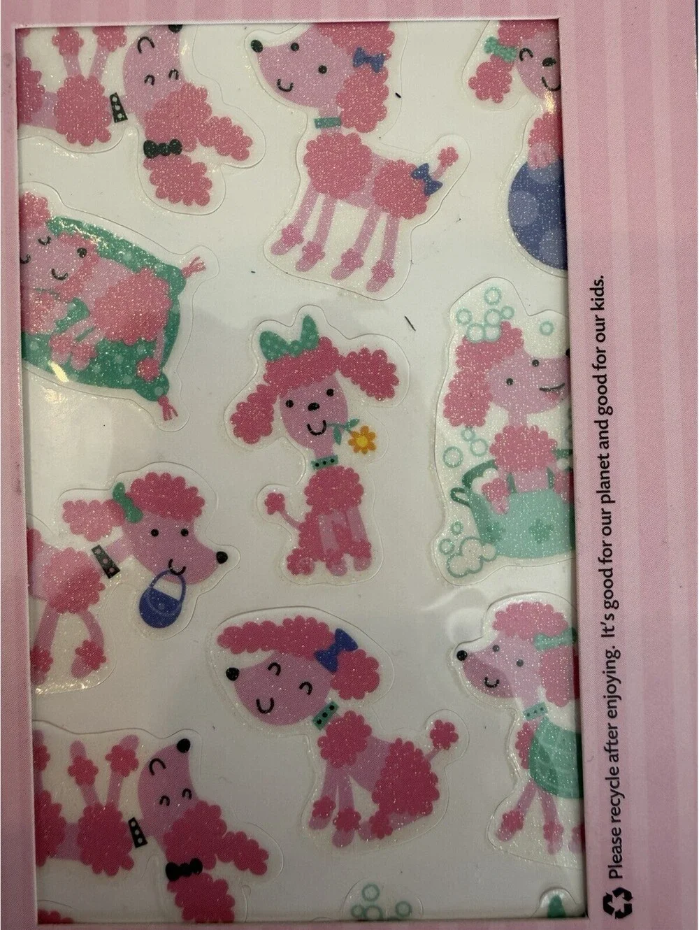 Rare Peaceable Kingdom Pink Poodle Stickers Sparkly Glitter 2 Packs New Sealed